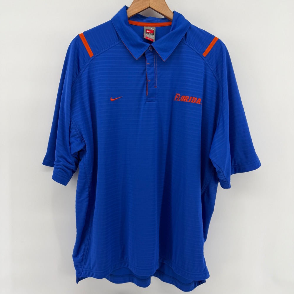 Nike Florida Gators Polo Shirt Mens XL Blue Orange Fit Dry Team NCAA Golf UF